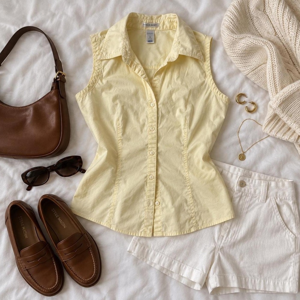 Yellow Button Up Top - Picture 2 of 5